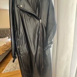 Fashion Nova Black Pleather Long Jacket
